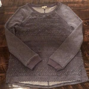 KORI America sweater grey with shabby lace detail